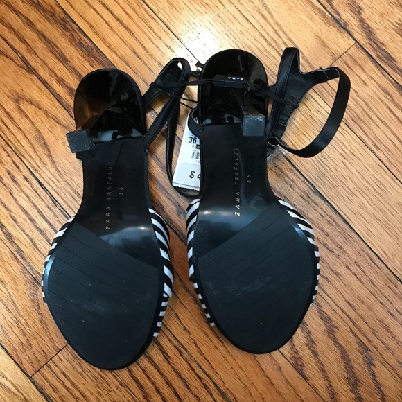 Zara Black & White Open Toe Heels - Picture 4 of 6